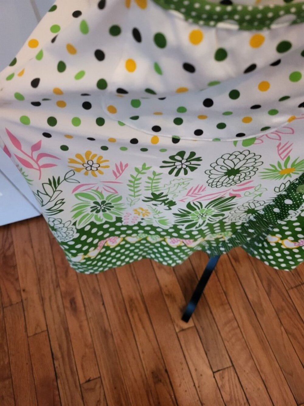 S Christina Yellow Green Polka Dot Floral Button Up House Dress Robe L Trad Wife - Picture 9 of 10